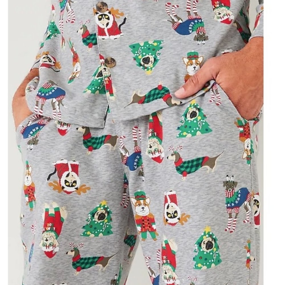 NWT L mens dogs doodles lab cats corgi family pajamas pugs christmas old navy pj - Picture 5 of 6
